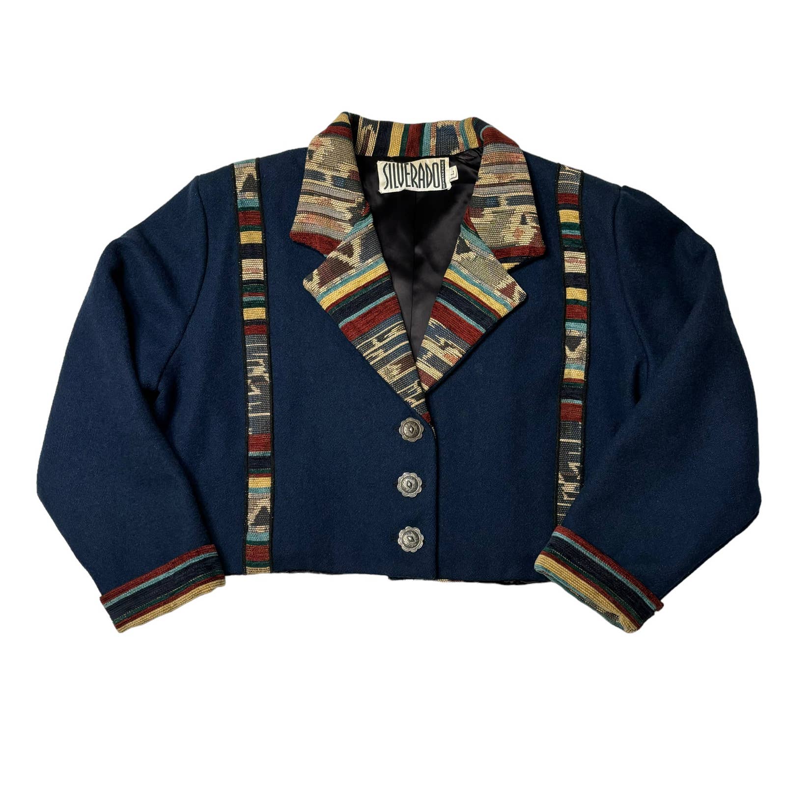 Vintage Silverado Southwestern Wool Jacket Boxy Fir Women Size Large